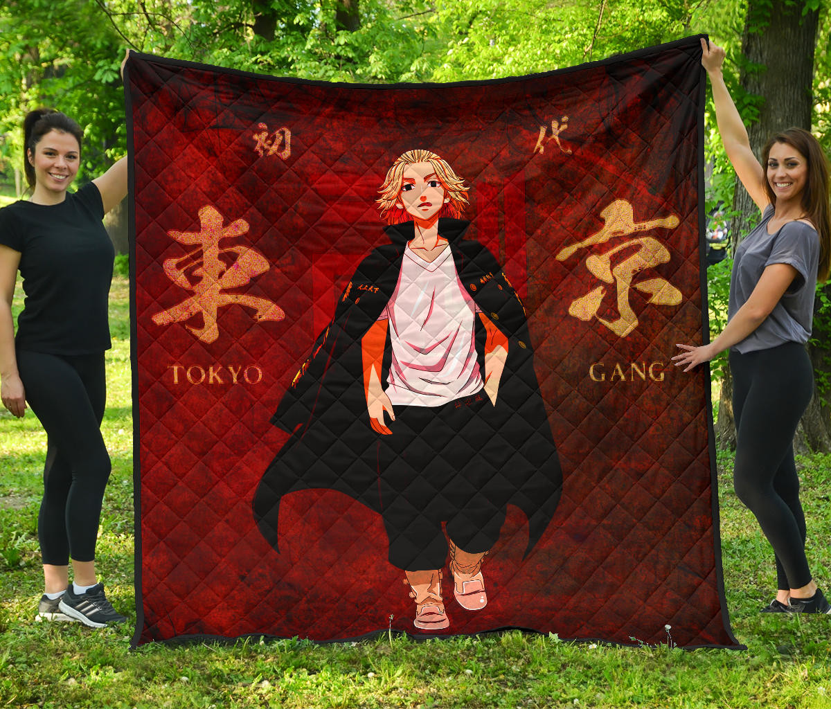 Tokyo Revengers Anime Cool Mikey Walking Red And Black Theme Premium Quilt Blanket