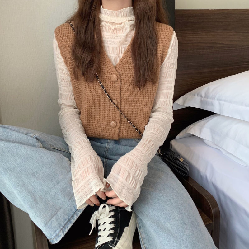 Sweater Vest Women Japan Style Loose V-neck Knitted College Ropa Lovely Minimalist All-match Harajuku Leisure Fashion Female BF alx