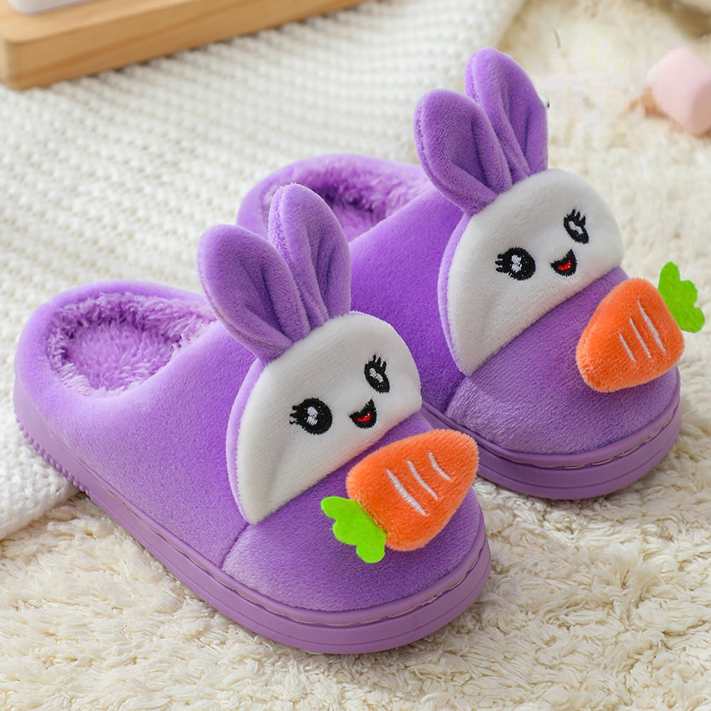 Cute Rabbit Children’s Cotton Slippers Boys Home Warm Fashion Kids Cotton Slippers Little Girl Fur Slippers Bunny Slippers alx