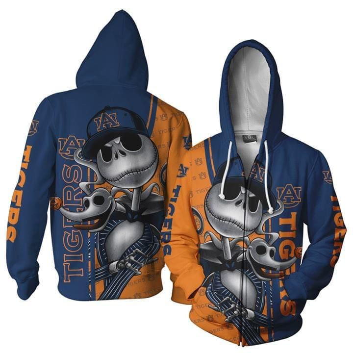 Auburn Tigers Jack Skellington Halloween 3D All Over print Hoodie, T-shirt, Sweater, Jacket