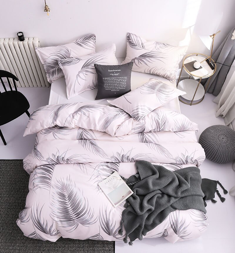 3D Simple Geometric Bedding Set Linen Duvet Cover Set Leopard King Size Bed Linens Home Textile Cotton Bedclothes Sets