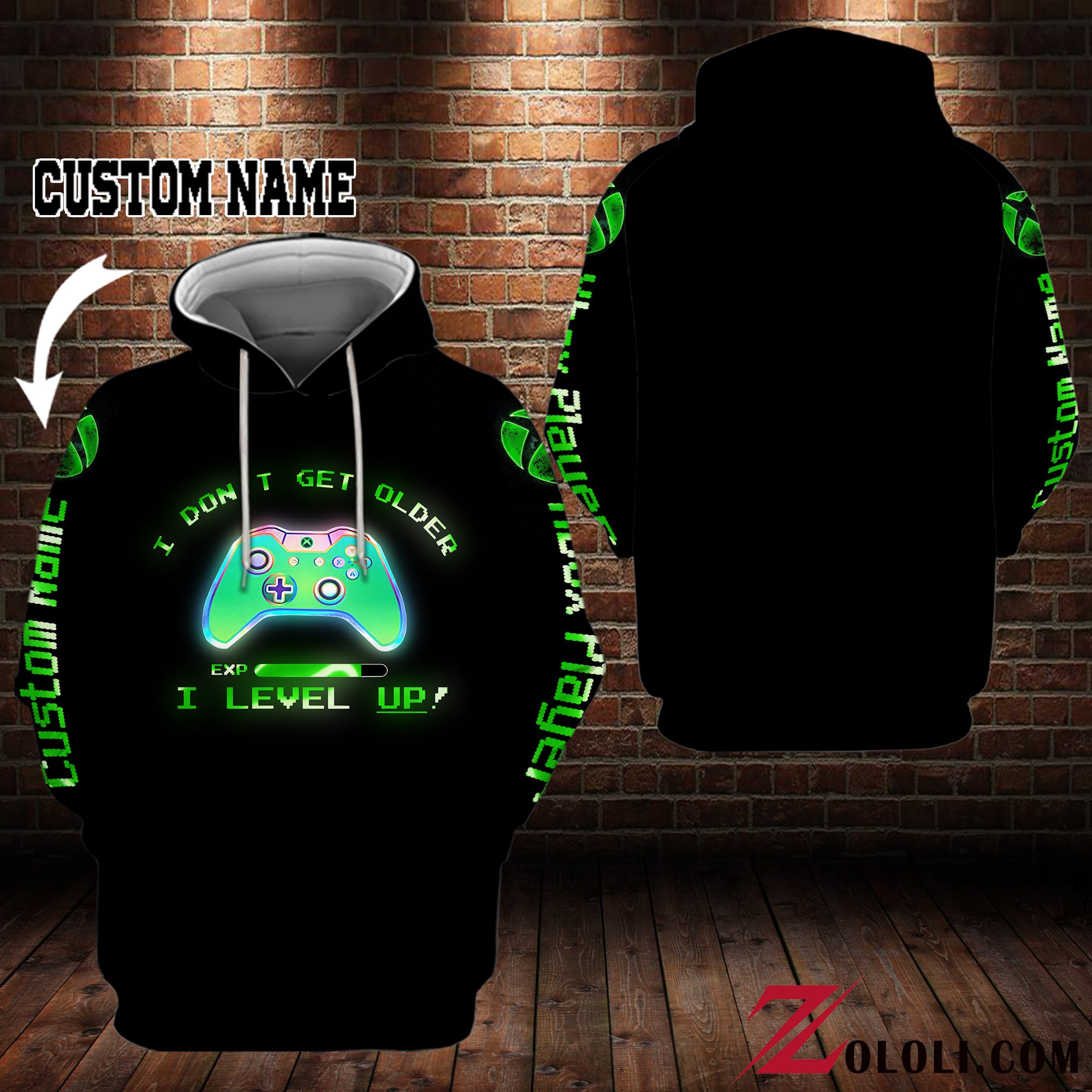 Xbox I don’t get older I level up hoodie 3D Custom TTM