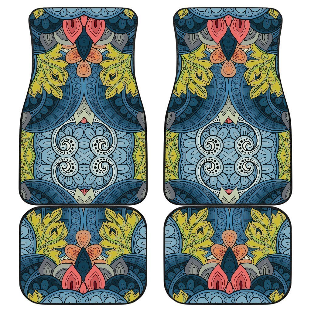 Native Tribal Bohemian Pattern Print Front And Back Car Floor Mats, Front Car Mat