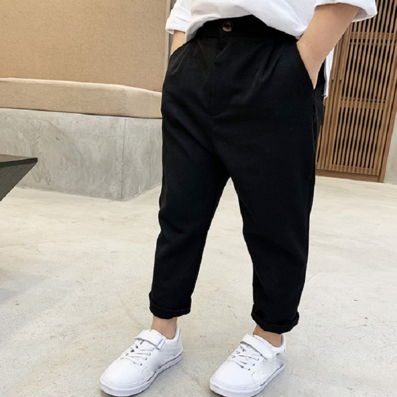 Baby Girl Boy Suit Pant Infant Toddler Child Harem Button Pocket Trousers Baby Boy Girl Casual School Pant Baby Clothes 1-10Y alx