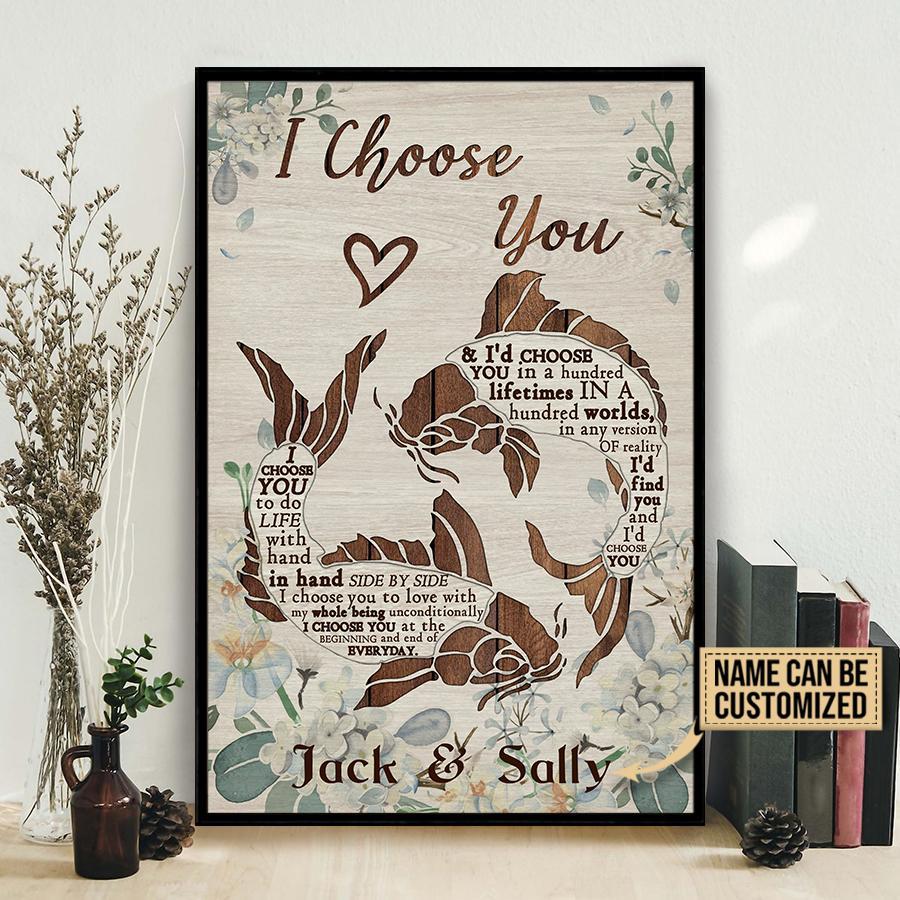 Aeticon Gifts Personalized Fish Couple I Choose You Canvas Mom Dad Gift Home Decor