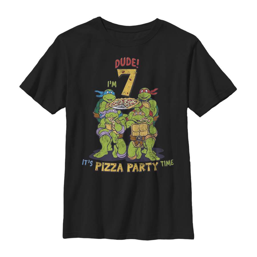 Teenage Mutant Ninja Turtles Boy’s 7th Birthday Pizza Party  T Shirt