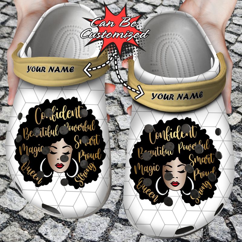 Custom Personalized Black Woman Afro Diva Clog Shoes