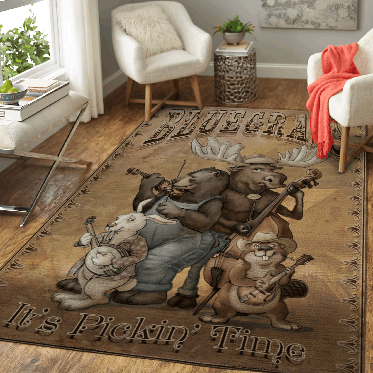 Bluegrass Critter Music – Retro Style Art For Fans Area Rug Carpet