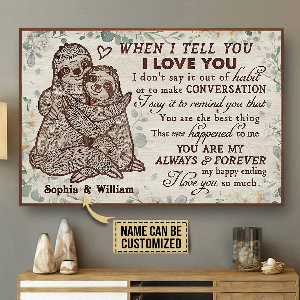 Aeticon Gifts Personalized Sloth When I Tell You Canvas Mom Dad Gift Home Decor