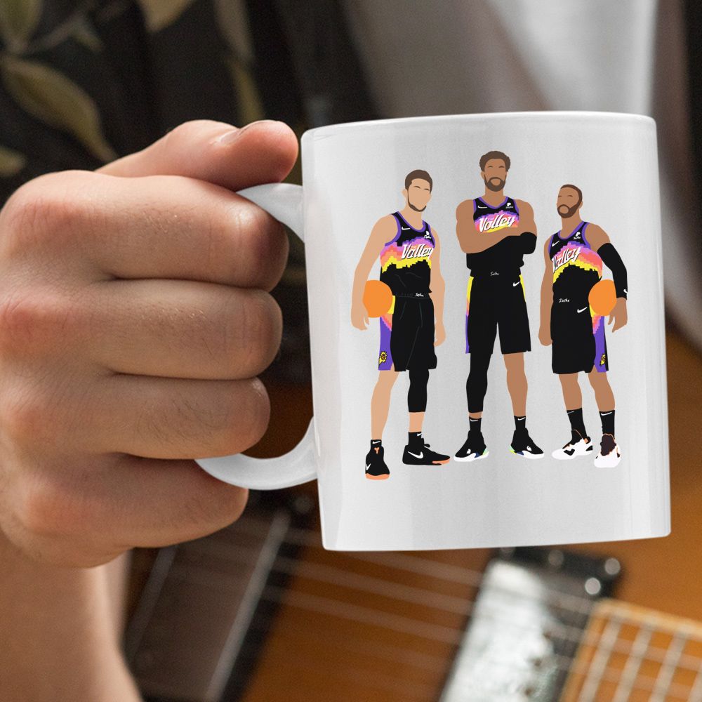 Phoenix Suns -Chris Paul, Devin Booker, Deandre Ayton White Mug