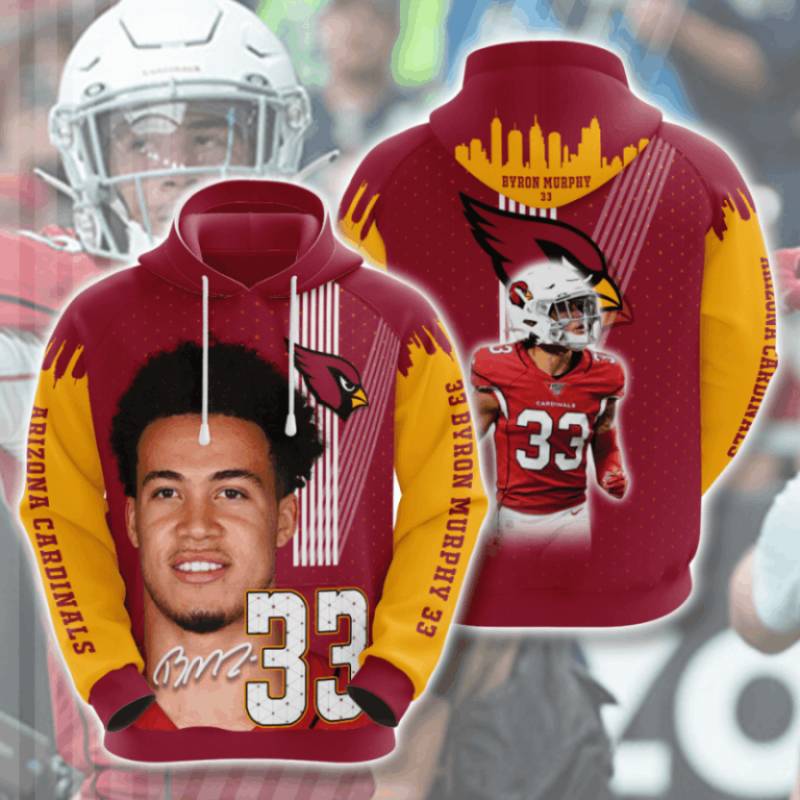 33 Byron Murphy Arizona Cardinals 3d Hoodie