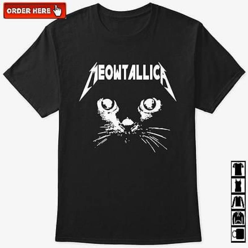 Meowtallica Metallica American Heavy Metal Band Cute Pardody Kitten Metallica Covered By Cat Adorable Gift For Cat And Metallica Lovers Black Men And Women T Shirt S-5Xl