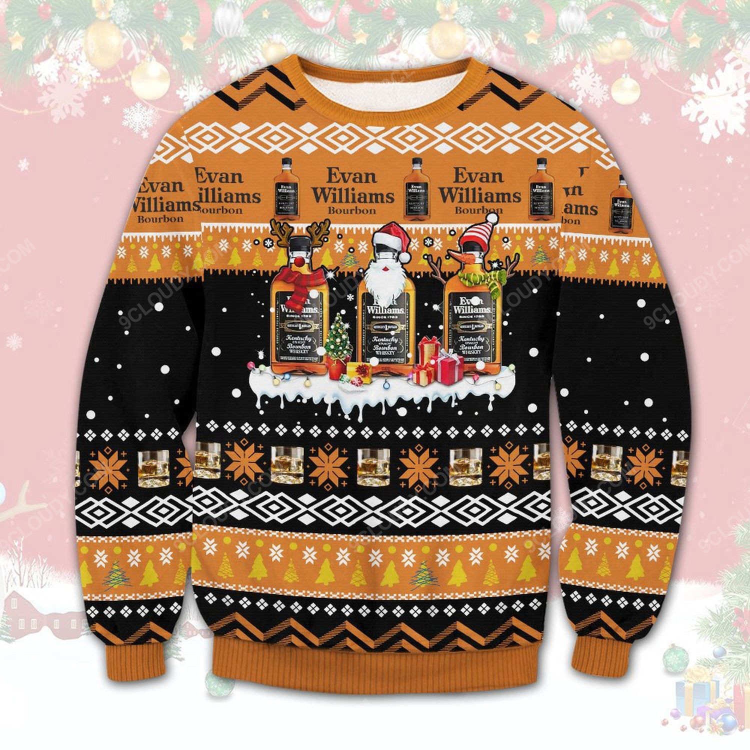 Evan Williams Bourbon Ugly Christmas Sweater 2021 Shirt For Women Men Couple Family Funny Cute