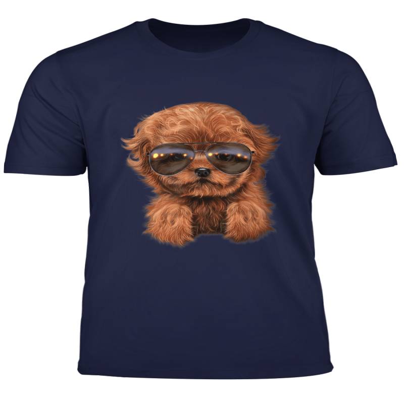 Red Apricot Poodle Puppy In Aviator Sunglass Dog T Shirt