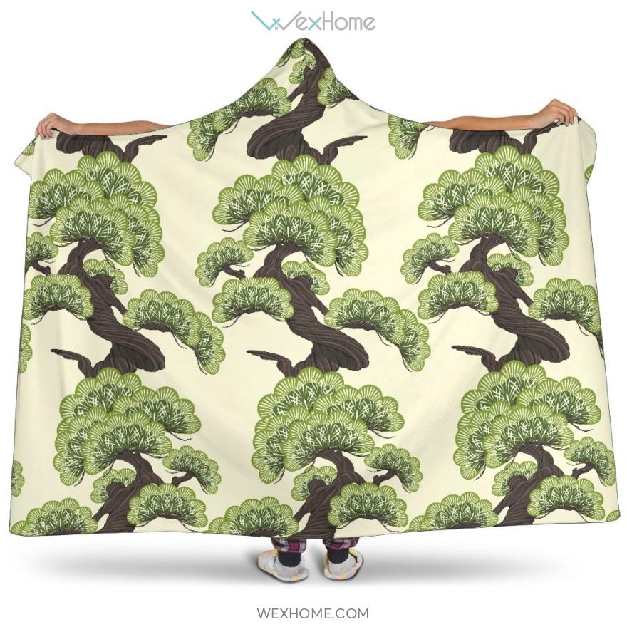 Bonsai Pattern Hooded Blanket