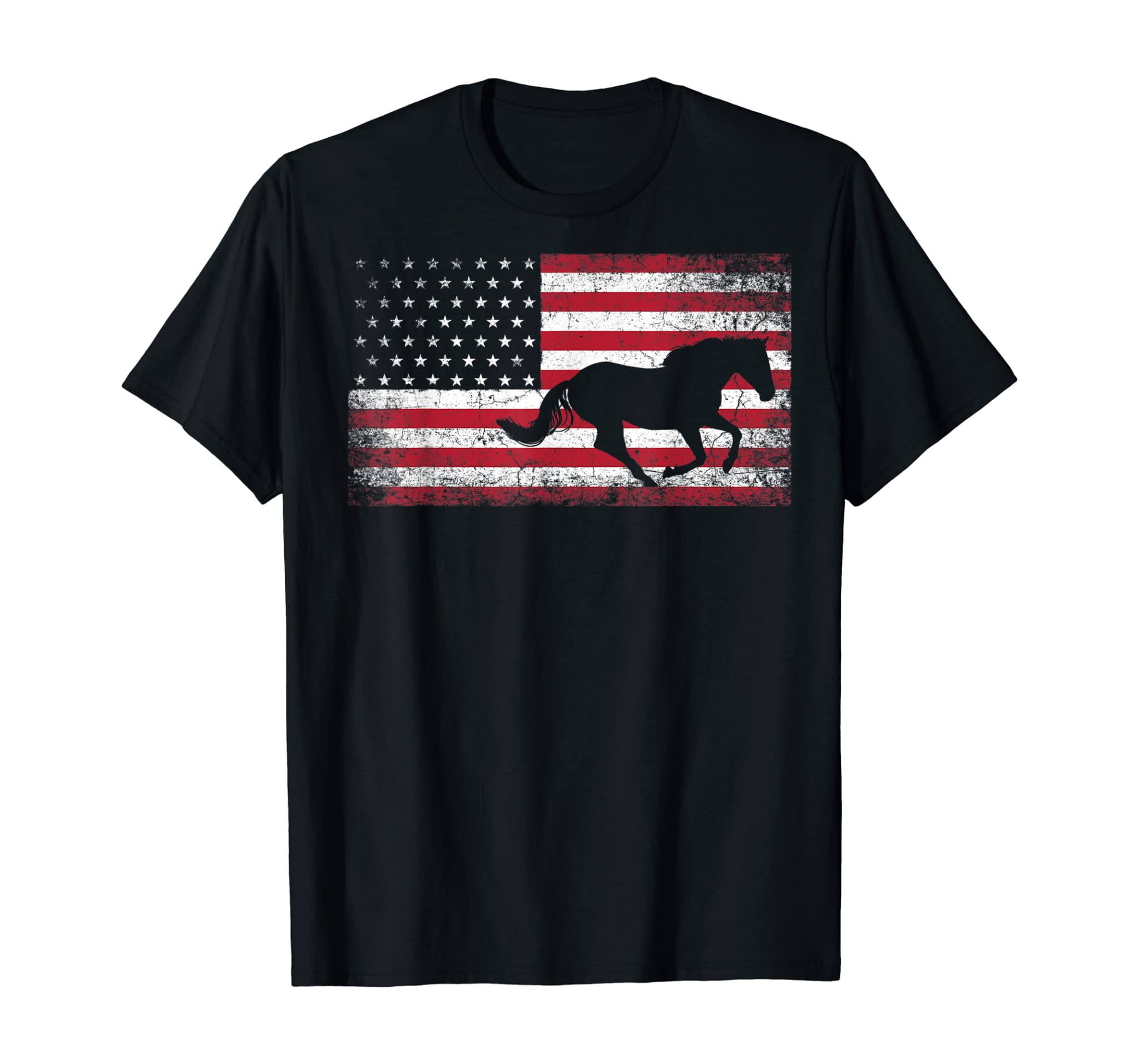 American Flag 4th of July Horse Patriotic Vintage Men Women T-Shirt