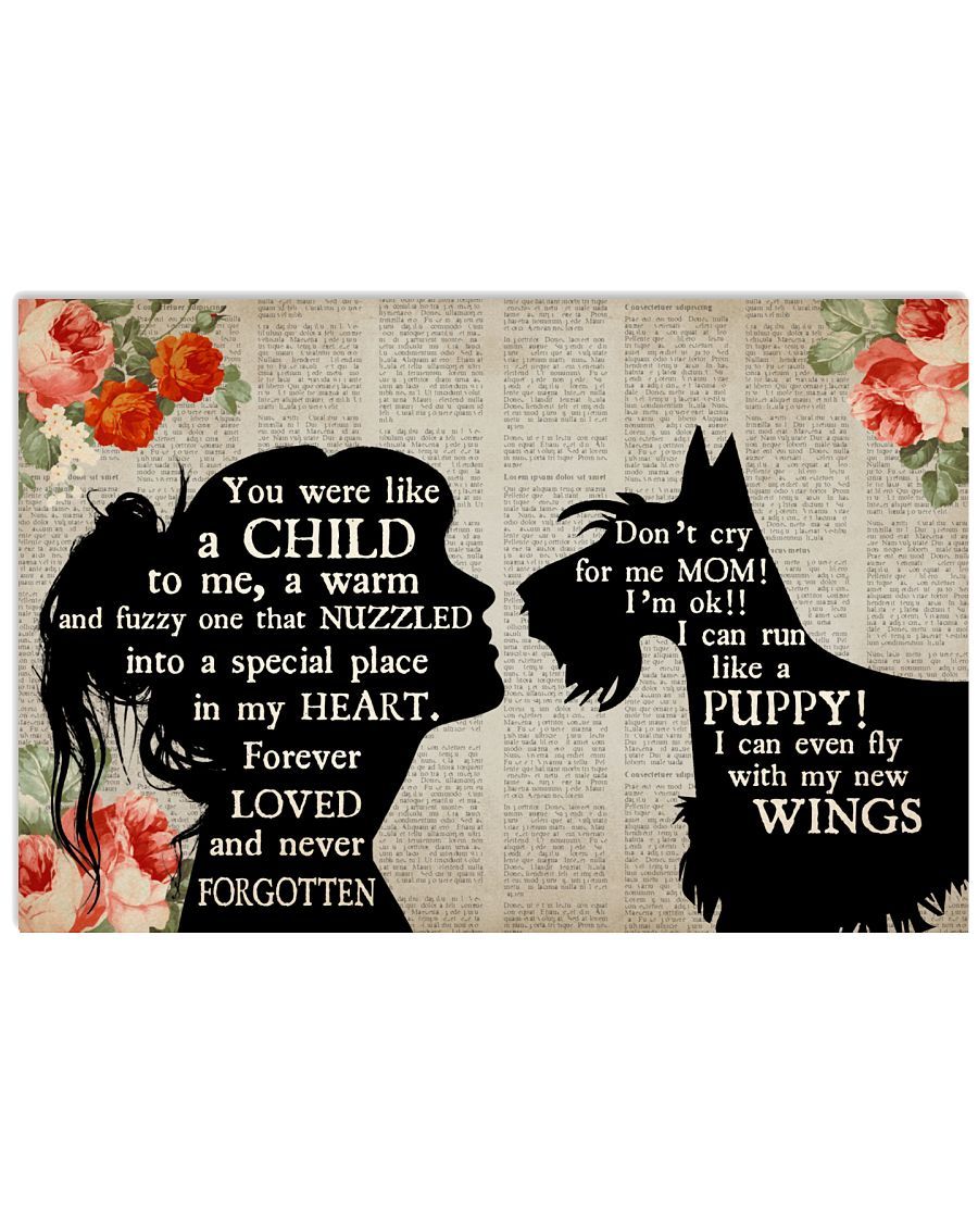 Miniature Schnauzer Puppy Memorial I Can Fly With My New Wings Poster Print Wall Art Canvas Wall Decor