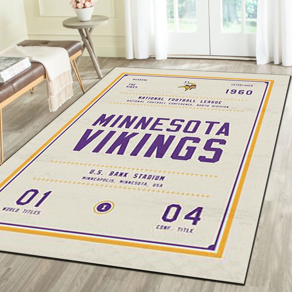 Minnesota Vikings Rug, Football Team Living Room Bedroom Carpet, Sports Floor Mat