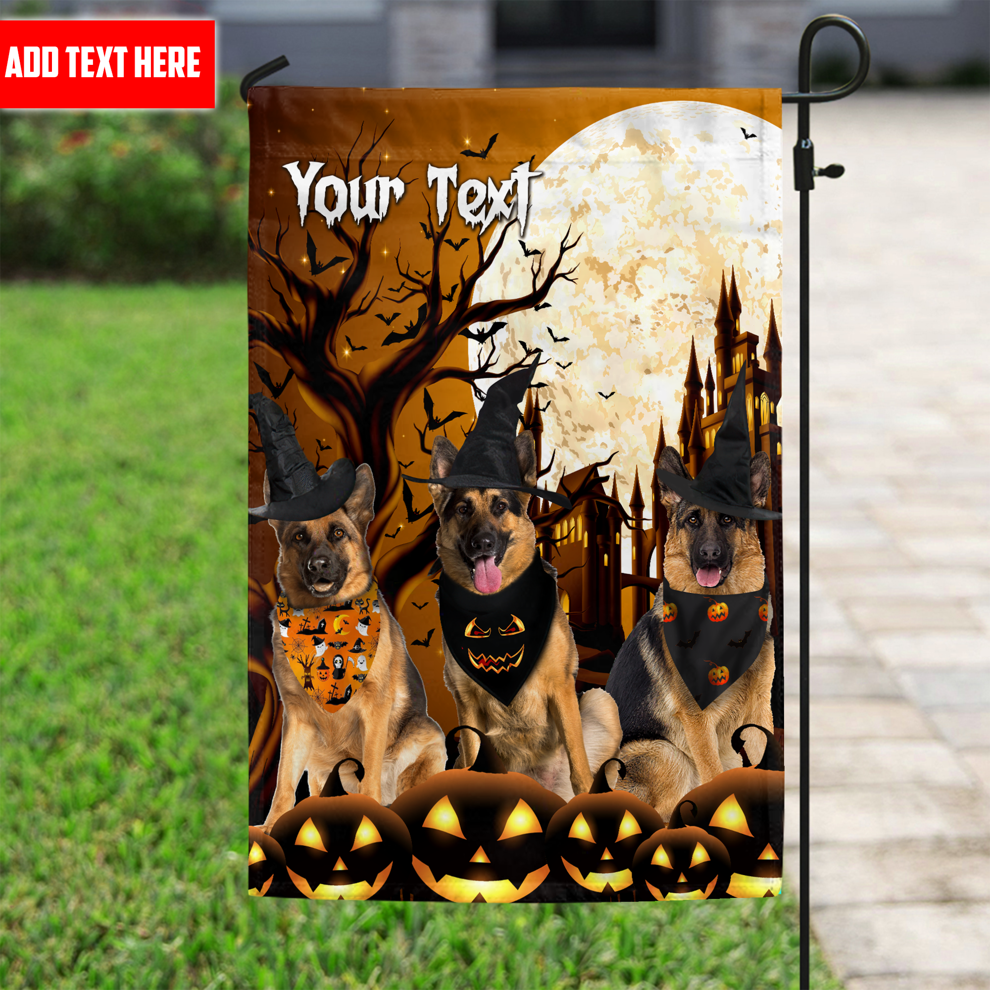 3D German Shepherd Halloween Flag