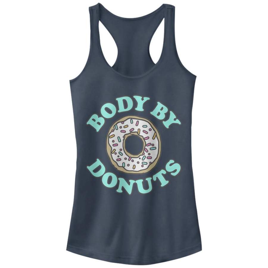 CHIN UP Junior’s Body By Donuts  Racerback Tank Indigo S