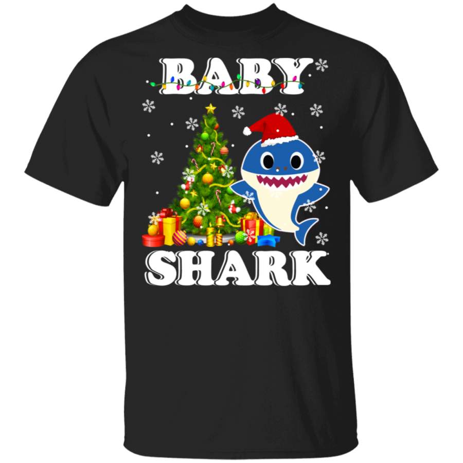 Christmas Shark Lover Shirt Baby Shark Cool Christmas Santa Shark Family Matching Pajama Gifts Christmas T-Shirt