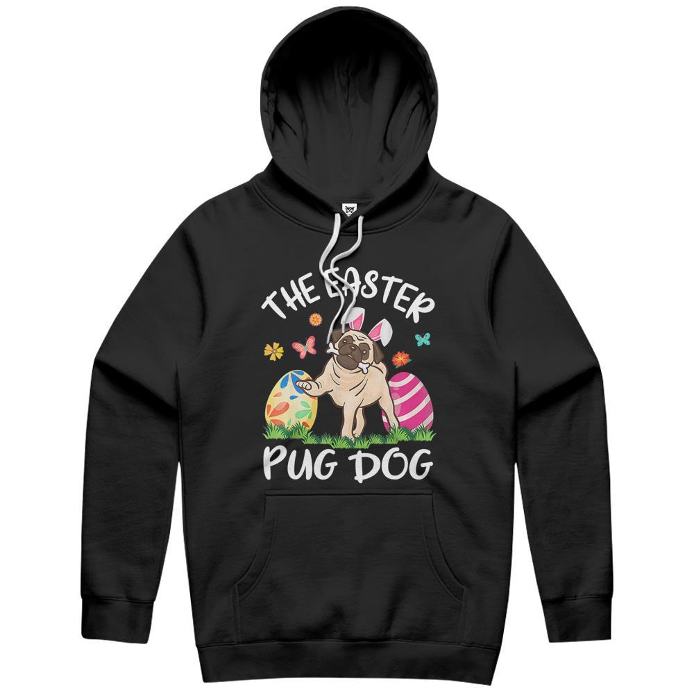 Kids Pug Dog Bunny Dancing Eggs Happy The Easter Pug Dog Hoodie