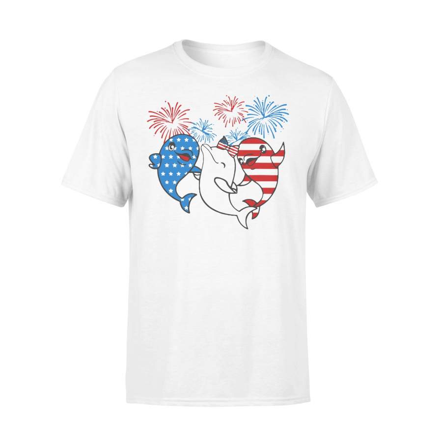 Dolphin American Flag Firework T-shirt