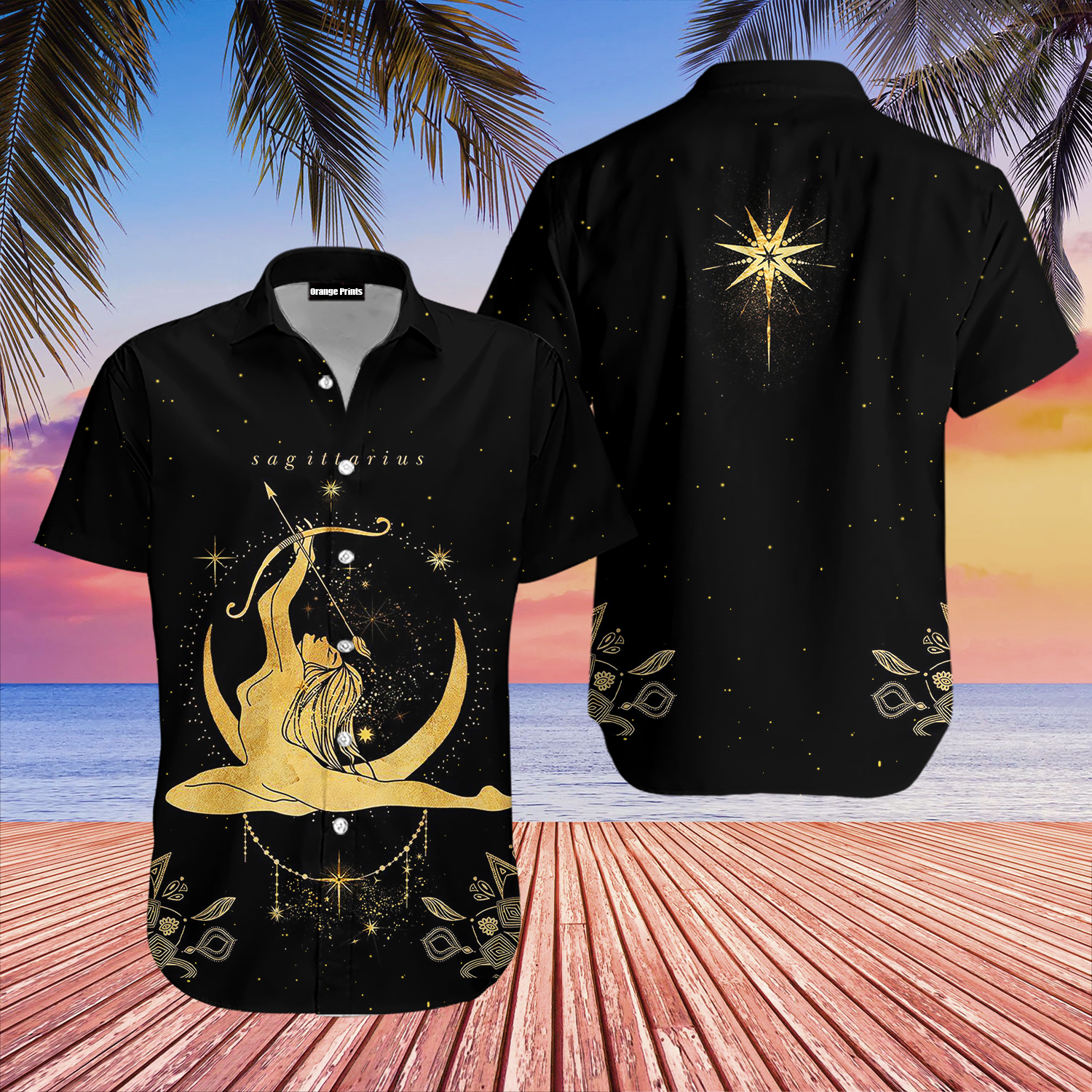 Sagittarius Golden Zodiac Hawaii Shirt For Men Women Ha73691