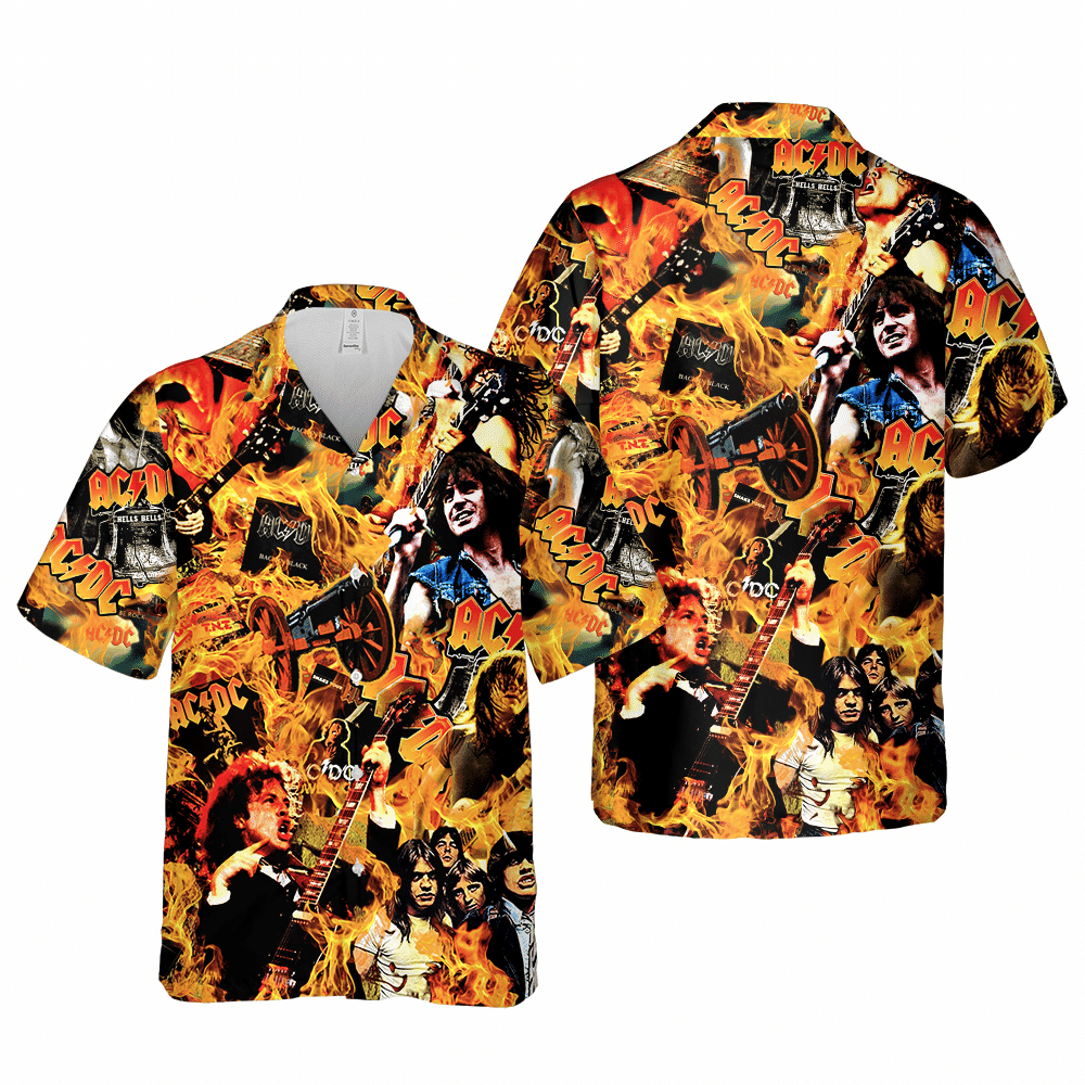 Ac&Dc Fire Art Cuban Shirt Premium Hawaiian Shirt