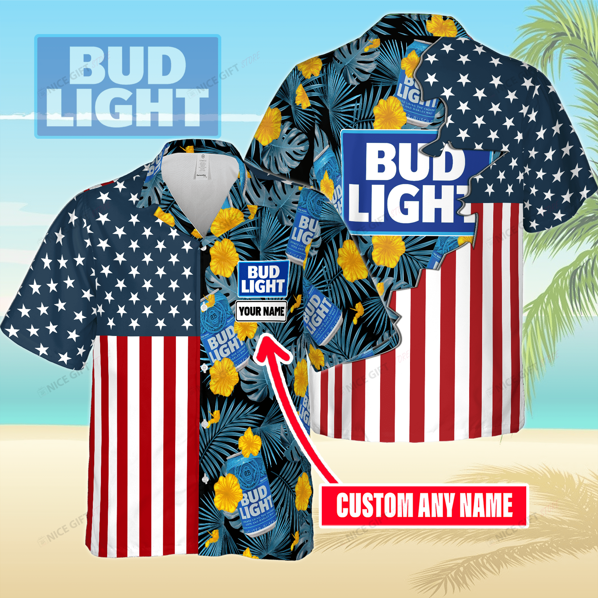 Bud Light Custom Name Hawaiian Shirt 3Hs-B7H2