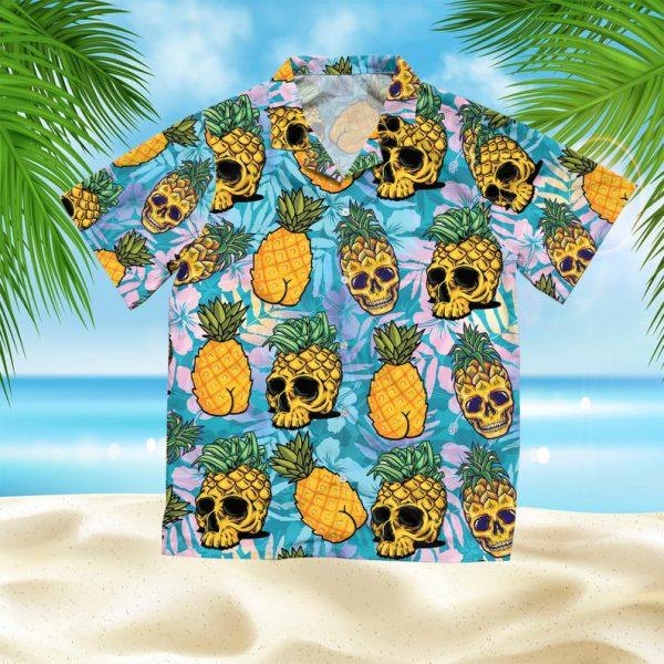 Tropical Pineapple Skull Hawaiian Shirt | For Men & Women | Adult | Hw4461