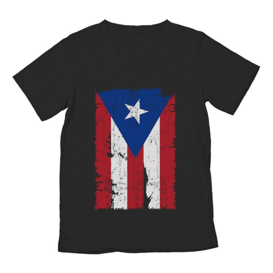 Vintage Distressed Puerto Rico Flag V-Neck T-Shirt