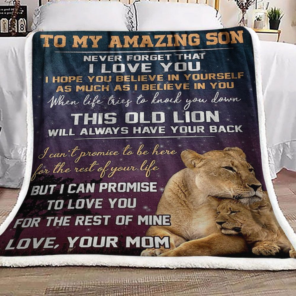 To My Amazing Son Lion Clh1712221F Sherpa Fleece Blanket