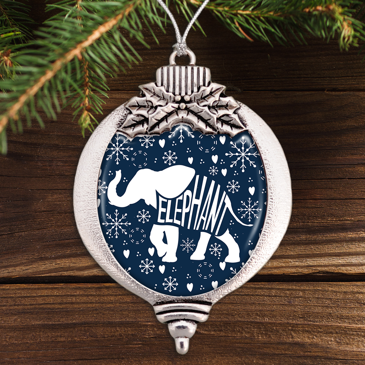 Typographic Elephant Bulb Ornament