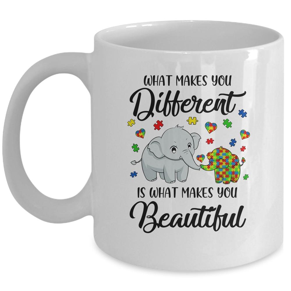 What Makes You Different Elephant Mom Autism Child Awareness Mug