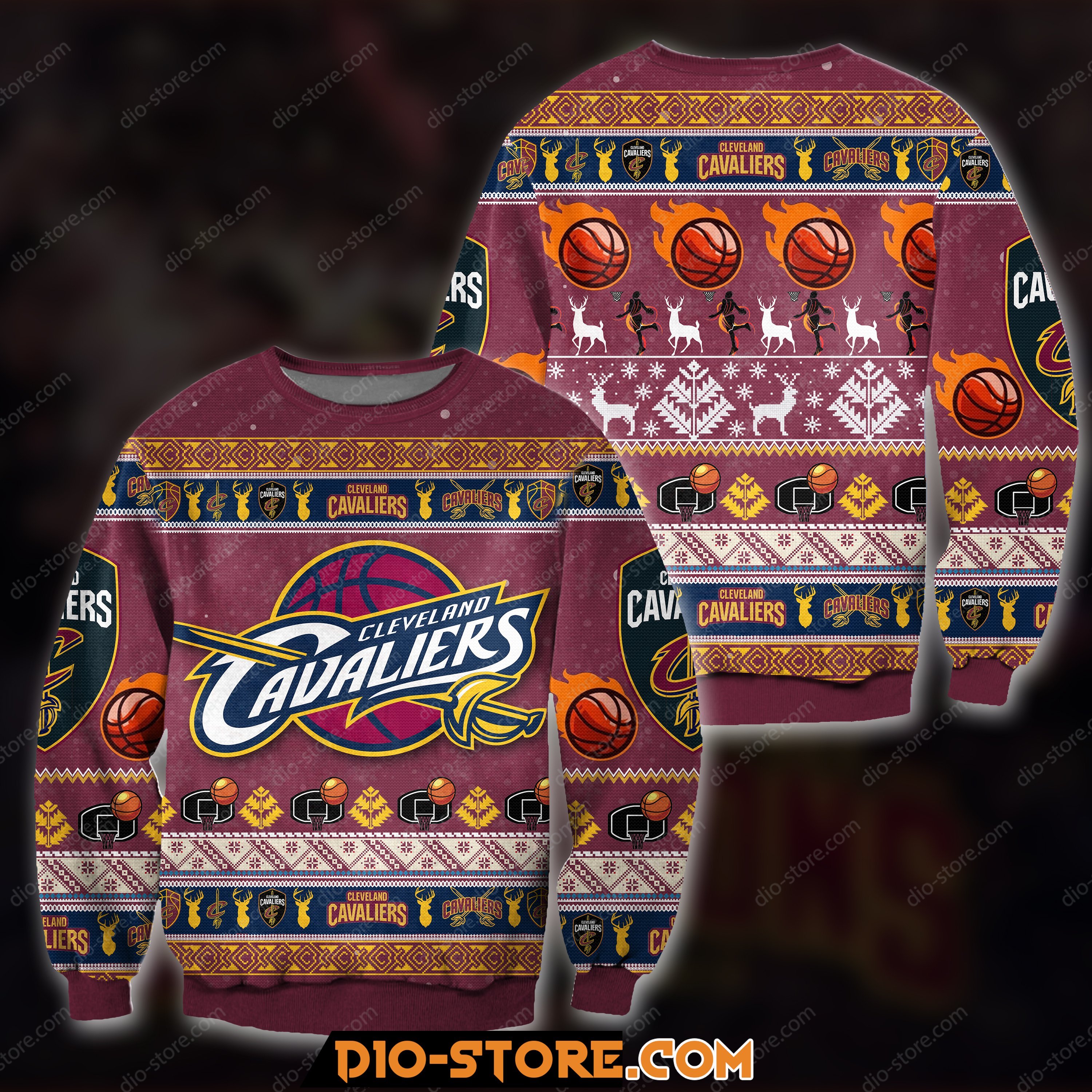 3D Knitting Pattern Cleveland Cavaliers Ugly Christmas Sweater Hoodie All Over Printed Cint10087