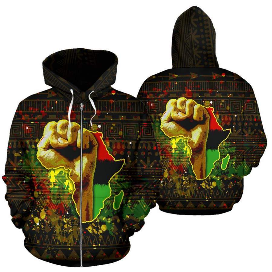 African Hoodie – African Black Power Zip-Up Hoodie