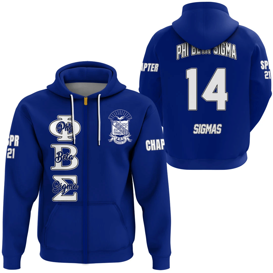 Fraternity Hoodie – Personalized Phi Beta Sigma Blue Zip Hoodie