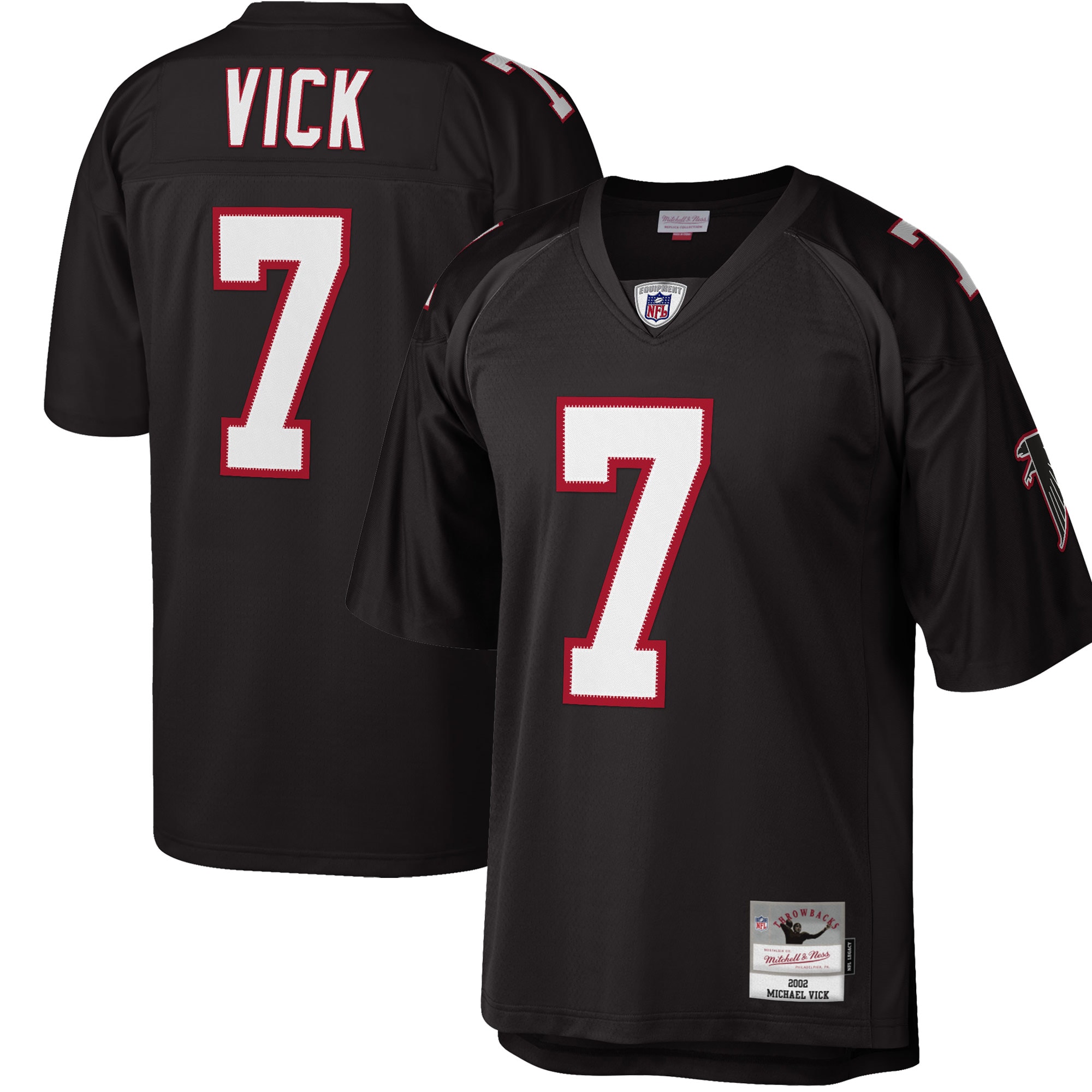 Michael Vick Atlanta Falcons Mitchell & Ness Big & Tall 2002 Retired Player Replica Jersey – Black