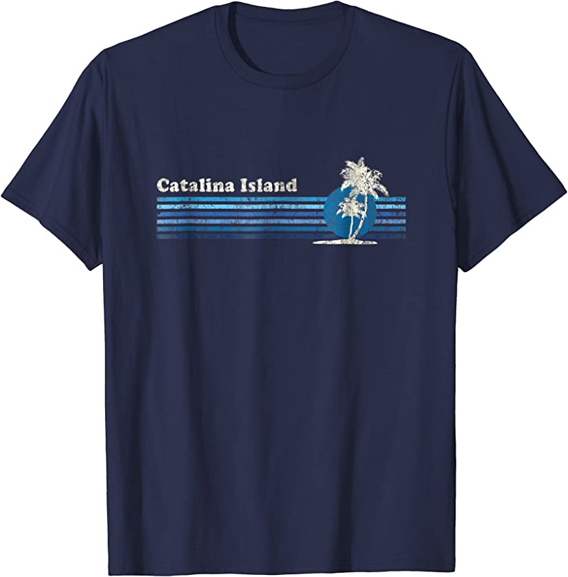 Catalina Island CA T-Shirt Vintage 80s Palm Trees Sunset Tee