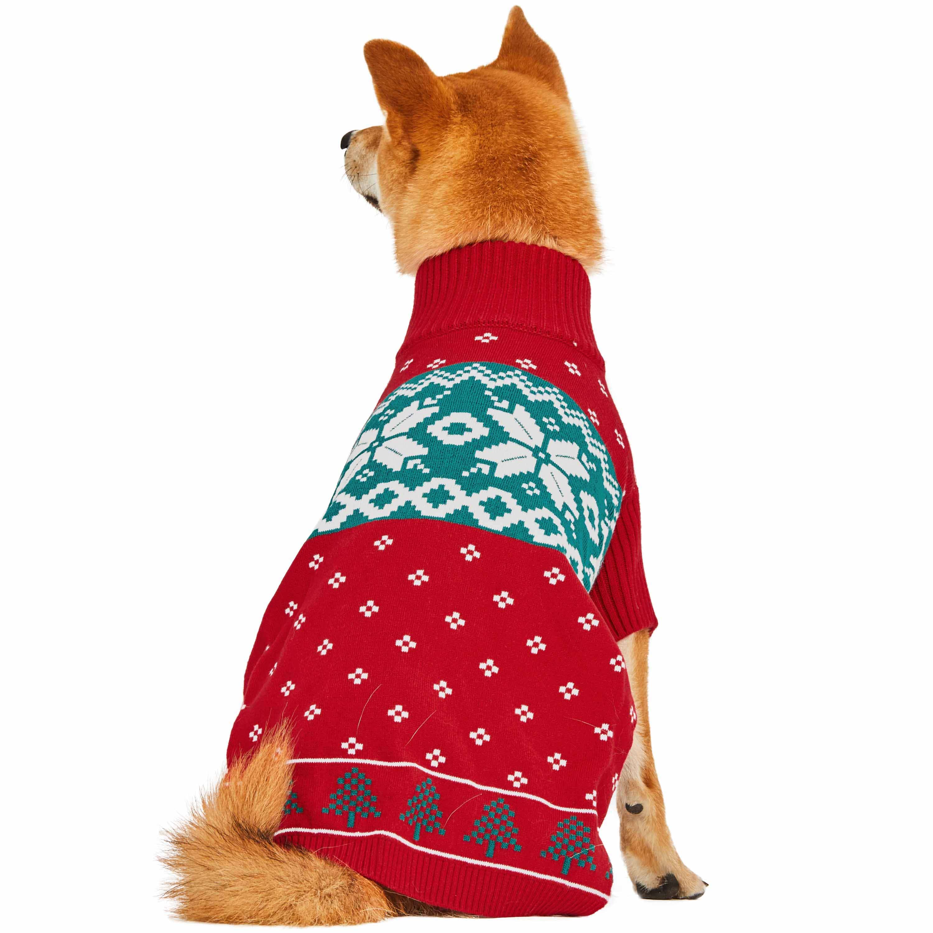 Christmas Dog Sweater, Snowflake And Tree Dog Xmas Sweaters Clothes Apparel For Chihuahua Puppy Small Medium Large Pets