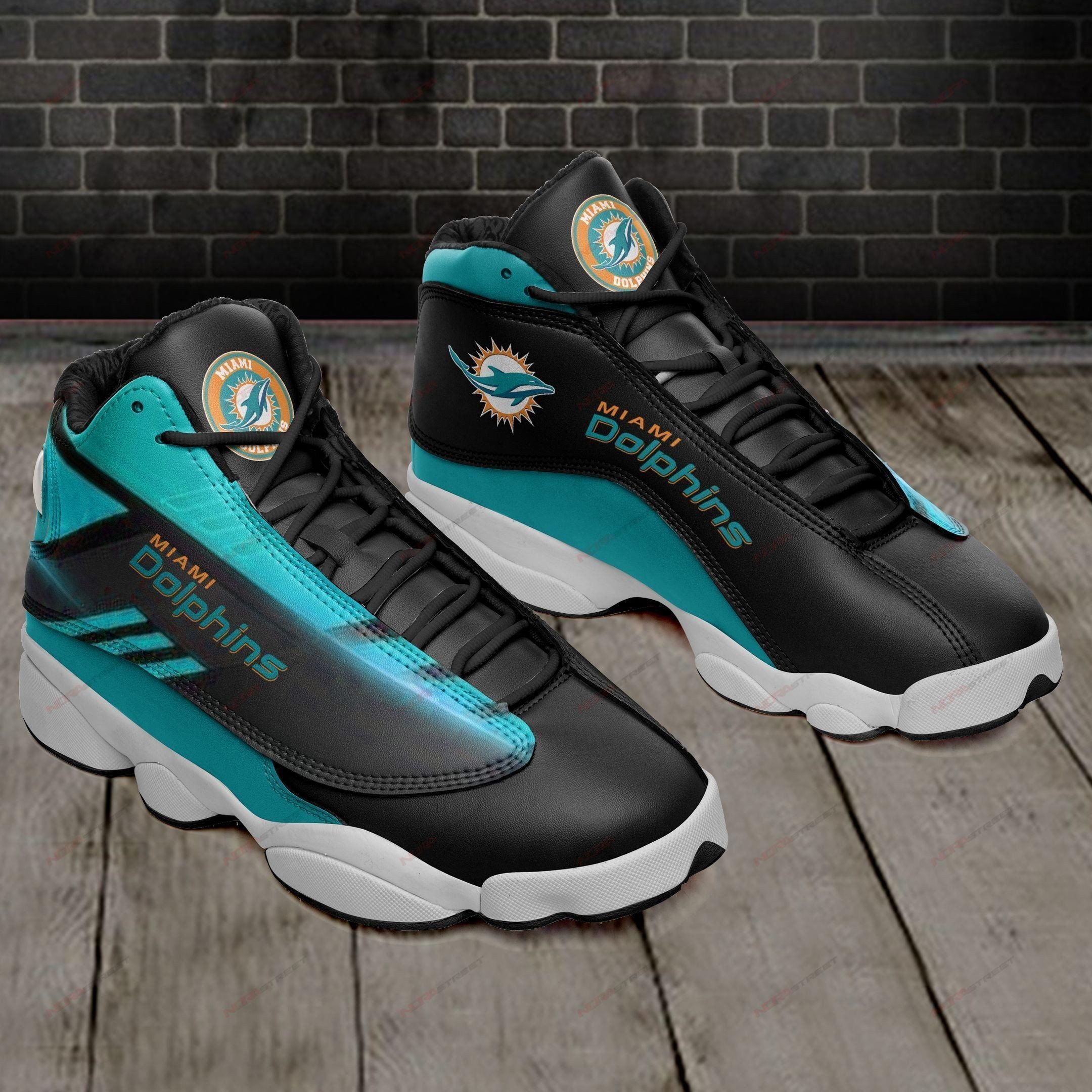 In Fashion Miami Dolphins Logo Air Jordan 13 Printing Shoes Sneaker