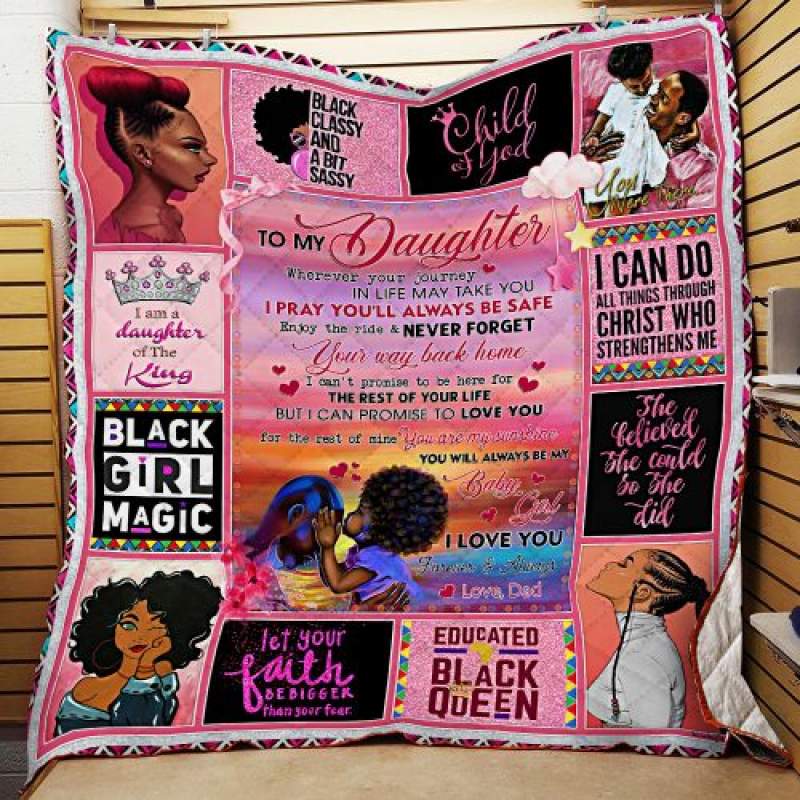 To My Daughter, Black Girl, Love Dad Quilt Blanket LHA819 Block Of Gear™