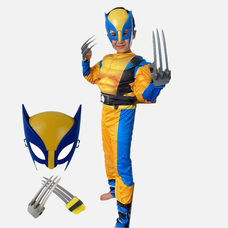 4-12Y Boy Wolverine Thor Cosplay Costume Kids Halloween X-Men Superhero Cloak Party Costume alx