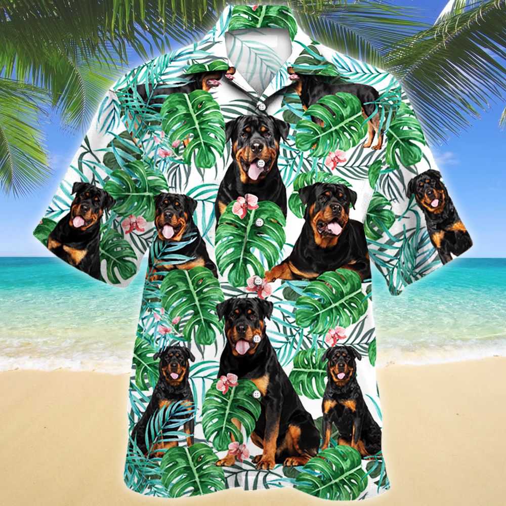 Rottweiler Dog Tropical Plant Hawaiian Shirt Ha21279