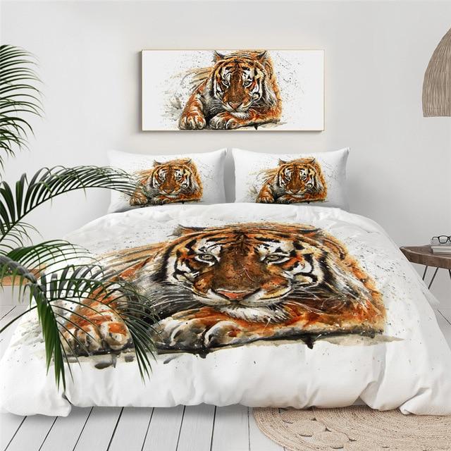 Tiger Painting 3 Pieces Quilted Comforter Set