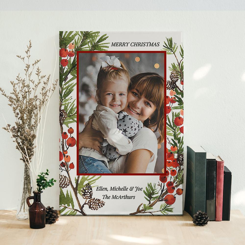 ViticStore™ A Merry Time, Customize Family Picture&Name – Christmas canvas for decor, family gift, home decor, christmas gift