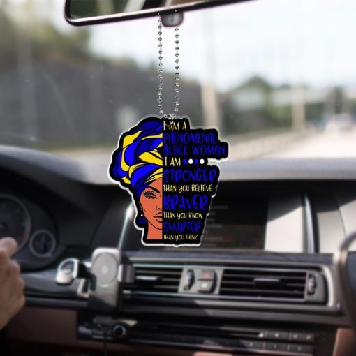 Sigma Gamma Rho 1922 Black Woman Royal Blue And Yellow Car Hanging Ornament