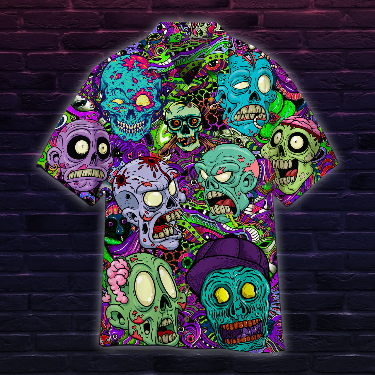 Zombie Skull Hippie Hawaiian Shirt | For Men & Women | Hw2197