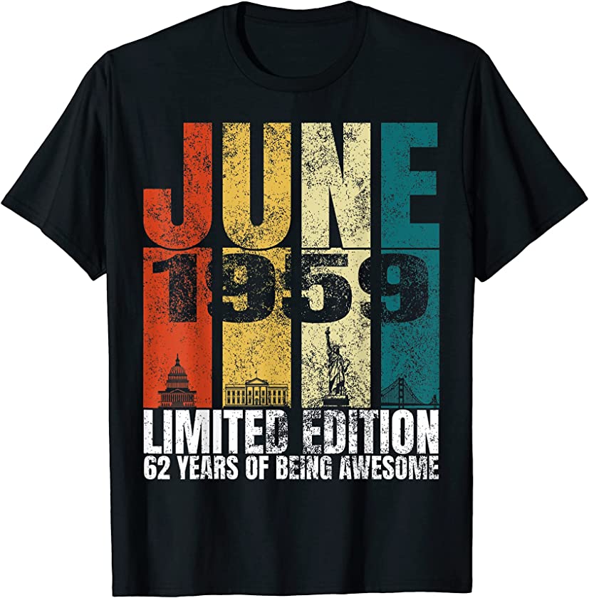 Vintage June 1959 Bday Costume 62 Years Old 62nd Birthday T-Shirt